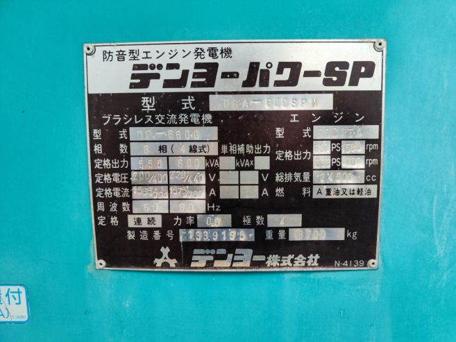 550kVA Mitsubishi S6R-PTA Generator Set @ 1MI550